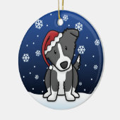 Kawaii Cartoon Border Collie Kerstmis Keramisch Ornament (Links)
