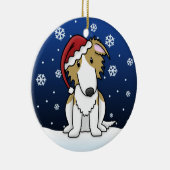 Kawaii Cartoon Borzoi kerstversiering Keramisch Ornament (Rechts)