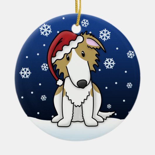 Kawaii Cartoon Borzoi kerstversiering Keramisch Ornament (Voorkant)