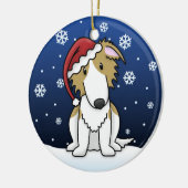 Kawaii Cartoon Borzoi kerstversiering Keramisch Ornament (Links)