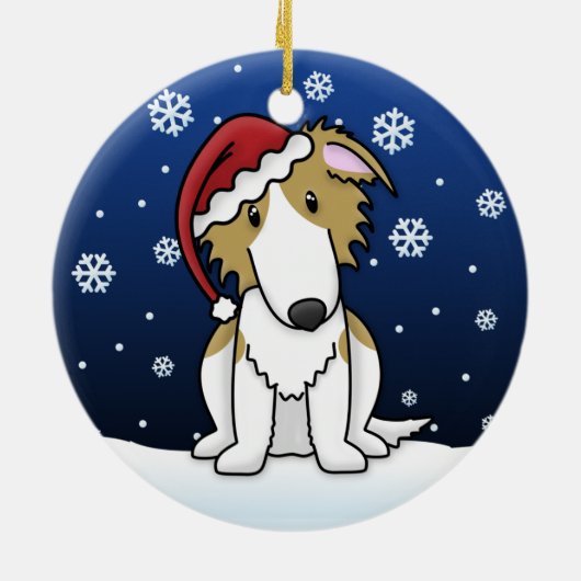 Kawaii Cartoon Borzoi kerstversiering Keramisch Ornament (Achterkant)