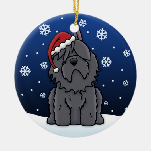 Kawaii Cartoon Bouvier des Flandres Kerstmis Keramisch Ornament (Voorkant)