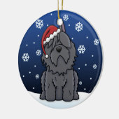 Kawaii Cartoon Bouvier des Flandres Kerstmis Keramisch Ornament (Links)