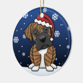 Kawaii Cartoon Brindle Boxer Kerstmis Keramisch Ornament (Links)