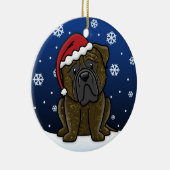 Kawaii Cartoon Brindle Bullmastiff Kerstmis Keramisch Ornament (Rechts)