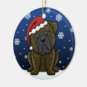 Kawaii Cartoon Brindle Bullmastiff Kerstmis Keramisch Ornament (Links)