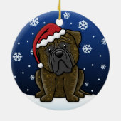 Kawaii Cartoon Brindle Bullmastiff Kerstmis Keramisch Ornament (Achterkant)