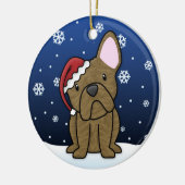 Kawaii Cartoon Brindle French Bulldog Kerstmis Keramisch Ornament (Links)