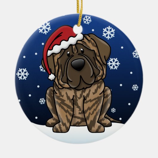 Kawaii Cartoon Brindle Mastiff Keramisch Ornament (Voorkant)