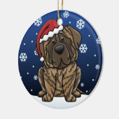 Kawaii Cartoon Brindle Mastiff Keramisch Ornament (Links)