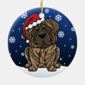 Kawaii Cartoon Brindle Mastiff Keramisch Ornament (Achterkant)