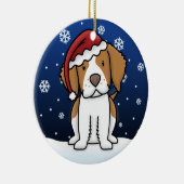 Kawaii Cartoon Brittany Spaniel kerstversiering Keramisch Ornament (Rechts)