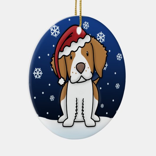 Kawaii Cartoon Brittany Spaniel kerstversiering Keramisch Ornament (Rechts)