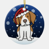 Kawaii Cartoon Brittany Spaniel kerstversiering Keramisch Ornament (Voorkant)
