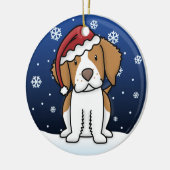 Kawaii Cartoon Brittany Spaniel kerstversiering Keramisch Ornament (Links)