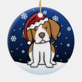 Kawaii Cartoon Brittany Spaniel kerstversiering Keramisch Ornament (Achterkant)