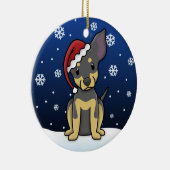 Kawaii Cartoon BT Chihuahua kerstversier Keramisch Ornament (Rechts)