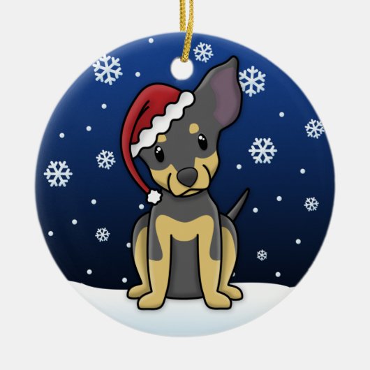 Kawaii Cartoon BT Chihuahua kerstversier Keramisch Ornament (Voorkant)