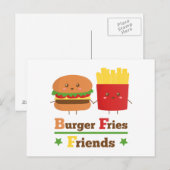 Kawaii Cartoon Burger Fries Friends BFF Briefkaart (Voorkant / Achterkant)