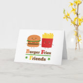 Kawaii Cartoon Burger Fries Friends BFF Kaart (Gele Bloem)