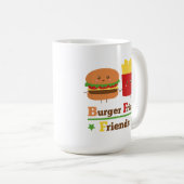 Kawaii Cartoon Burger Fries Friends BFF Koffiemok (Voorkant rechts)