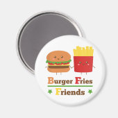 Kawaii Cartoon Burger Fries Friends BFF Magneet (Voorkant / Achterkant)