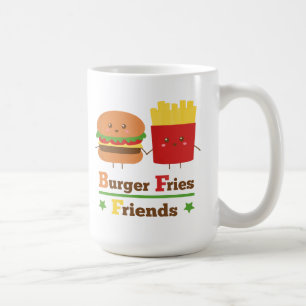 Kawaii Cartoon Burger Frites Vrienden BFF Koffiemok
