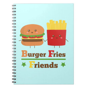 Kawaii Cartoon Burger Frites Vrienden BFF Notitieboek
