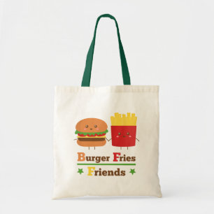Kawaii Cartoon Burger Frites Vrienden BFF Tote Bag