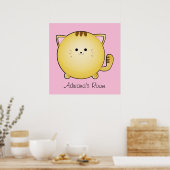 Kawaii Cartoon Cat Room Poster (Keuken)