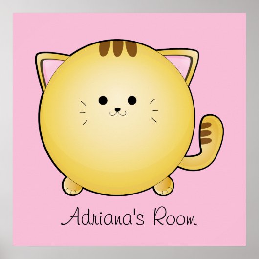 Kawaii Cartoon Cat Room Poster (Voorkant)