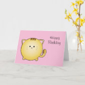 Kawaii Cartoon Cat Verjaardag Kaart (Gele Bloem)