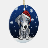 Kawaii Cartoon Catahoula Leopard Dog Kerstmis Keramisch Ornament (Rechts)