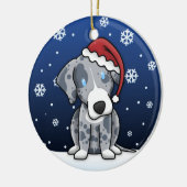Kawaii Cartoon Catahoula Leopard Dog Kerstmis Keramisch Ornament (Links)