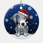 Kawaii Cartoon Catahoula Leopard Dog Kerstmis Keramisch Ornament (Achterkant)