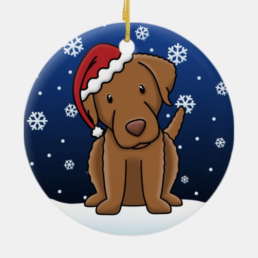 Kawaii Cartoon Chesapeake Bay Retriever Kerstmis Keramisch Ornament (Achterkant)