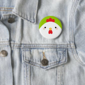 Kawaii Cartoon Chicken Pin Badge Button (In situ)