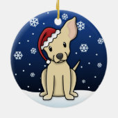 Kawaii Cartoon Chihuahua kerstversier Keramisch Ornament (Achterkant)