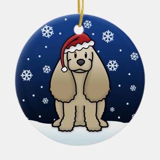 Kawaii Cartoon Cocker Spaniel Kerstmis Keramisch Ornament (Voorkant)