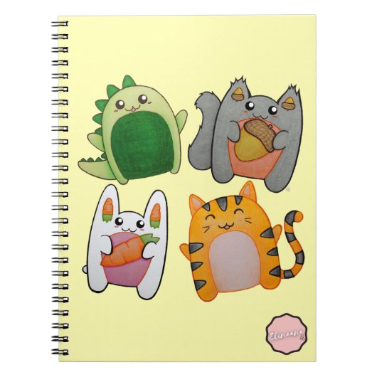 Kawaii Cartoon Dieren Notitieboek (Voorkant)