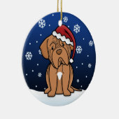 Kawaii Cartoon Dogue de Bordeaux Kerstmis Keramisch Ornament (Rechts)