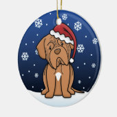 Kawaii Cartoon Dogue de Bordeaux Kerstmis Keramisch Ornament (Links)