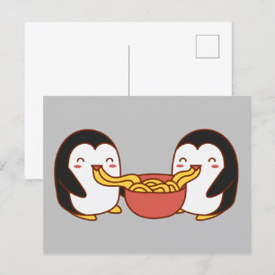 Kawaii Cartoon Eating Noodles Briefkaart