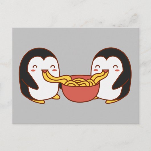 Kawaii Cartoon Eating Noodles Briefkaart (Voorkant)