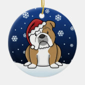 Kawaii Cartoon English Bulldog kerstversiering Keramisch Ornament (Voorkant)