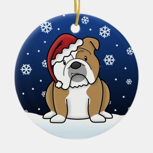 Kawaii Cartoon English Bulldog kerstversiering Keramisch Ornament (Voorkant)