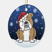 Kawaii Cartoon English Bulldog kerstversiering Keramisch Ornament (Links)