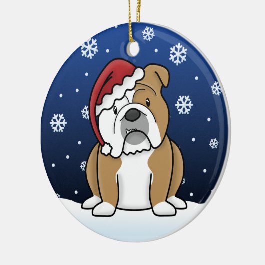 Kawaii Cartoon English Bulldog kerstversiering Keramisch Ornament (Links)