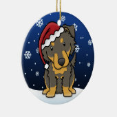Kawaii Cartoon English Shepherd kerstversiering Keramisch Ornament (Rechts)