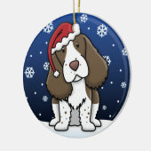 Kawaii Cartoon English Springer Spaniel Kerstmis Keramisch Ornament (Links)